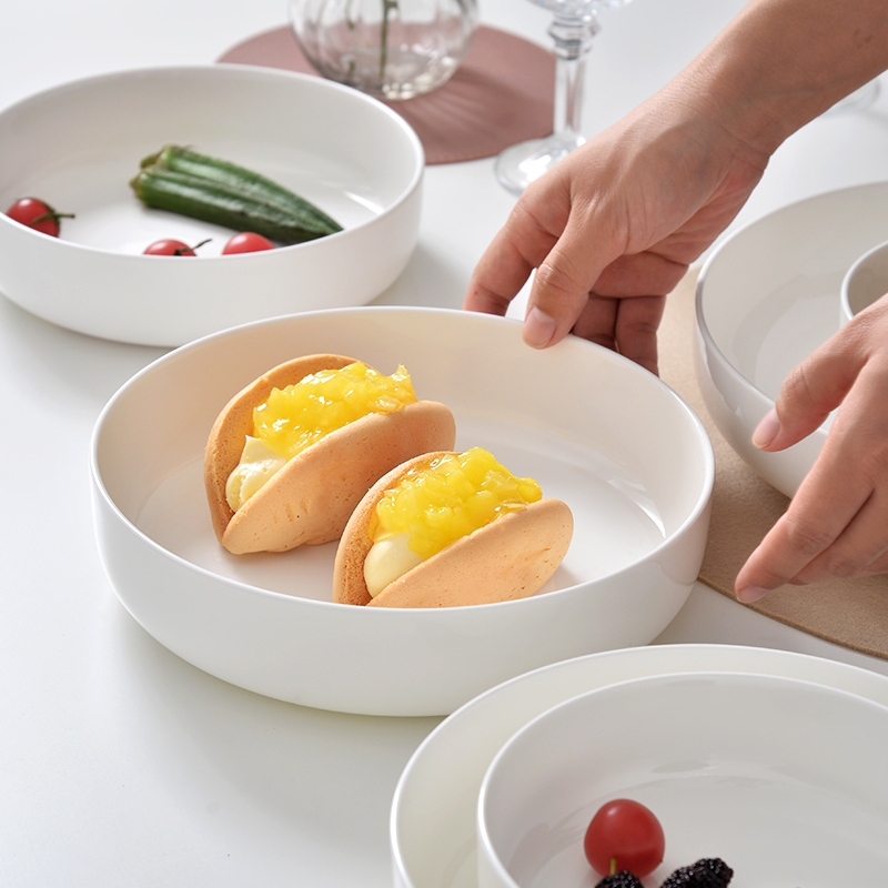 Home Cooking Dishes - 8인치 -1/4pc 화이트 세라믹 샐러드 볼