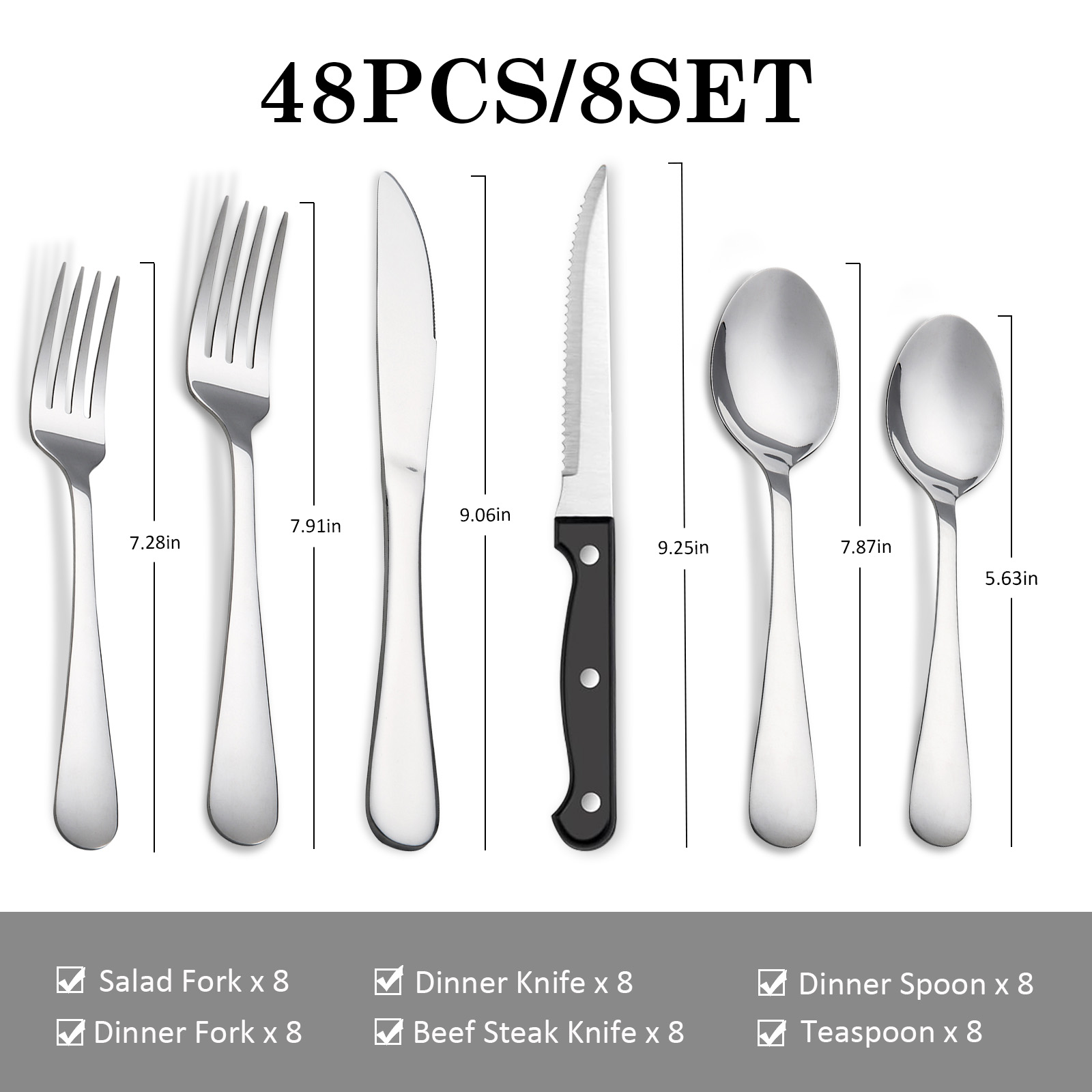 쿠메이드 48피스 스테인리스 스틸 커트러리 세트, 스테 - Home Cooking Utensil Set 리뷰 및 가격