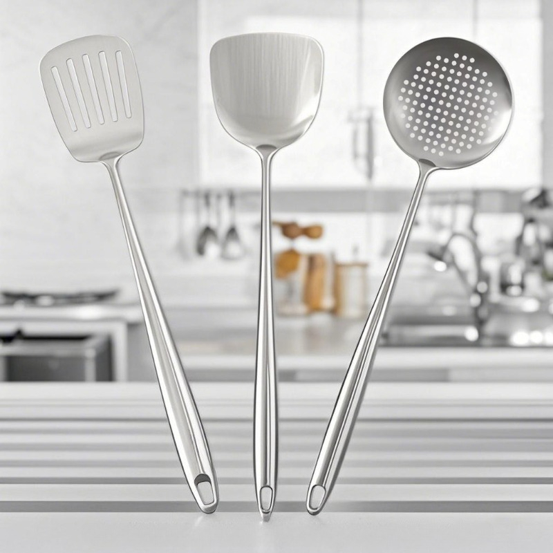 식품용 스테인리스 스틸 웍 주걱 금속 주방기구 슬롯형  - Home Cooking Utensil Set 리뷰 및 가격
