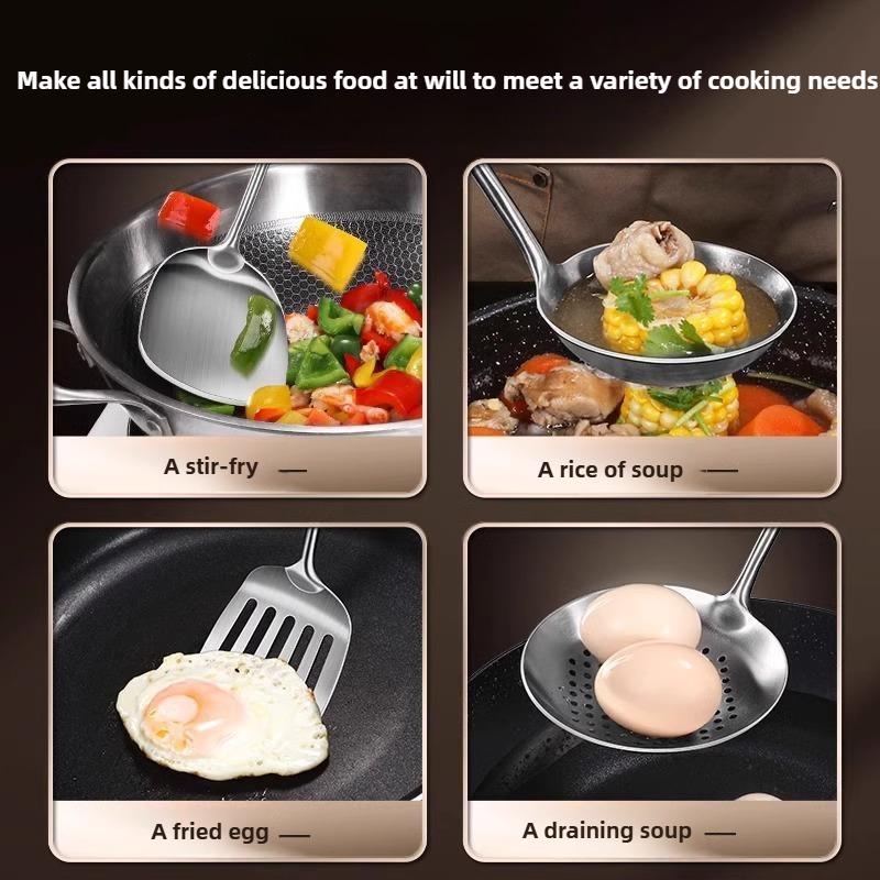 식품용 스테인리스 스틸 웍 주걱 금속 주방기구 슬롯형  - Home Cooking Utensil Set 리뷰 및 가격